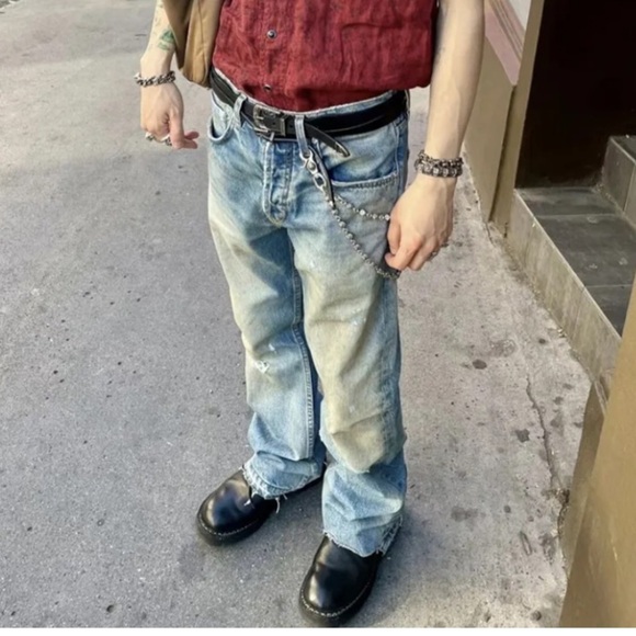 Vintage Abercrombie & Fitch Thrashed Jeans Indie Sleaze Skate Hip Hop Mud Wash - Picture 17 of 17